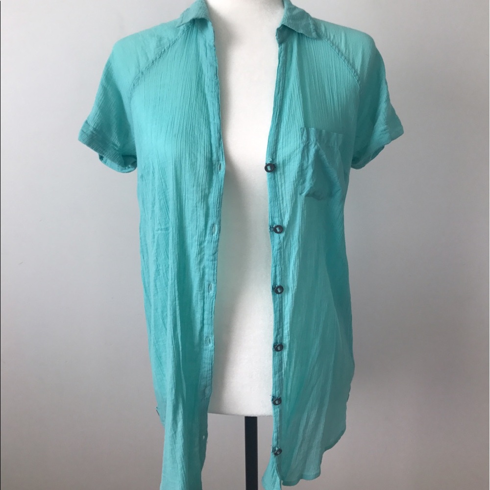 Anthropologie Short Sleeve Turquoise Tunic