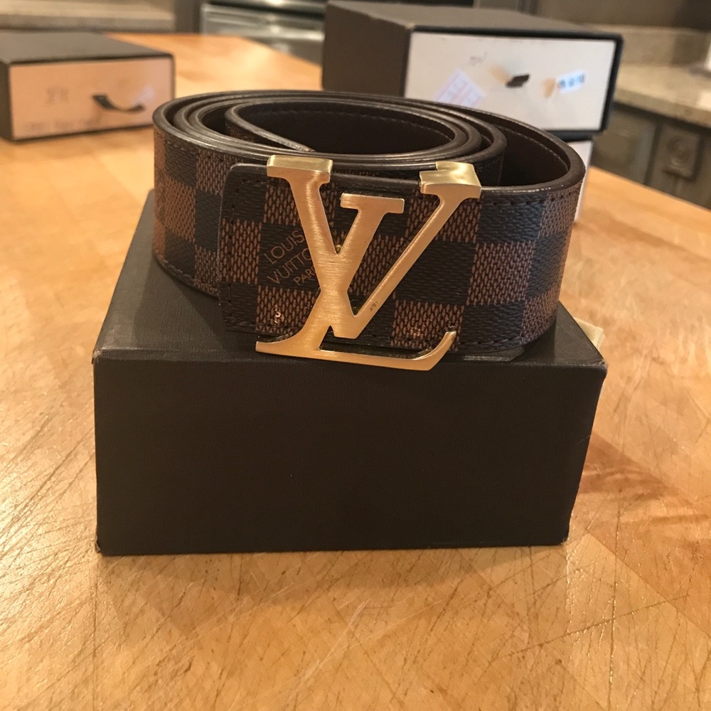 Brown check LV Belt