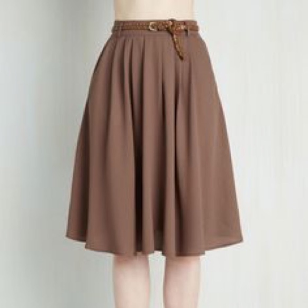 Modcloth Tiger Lilies Midi Skirt in Brown