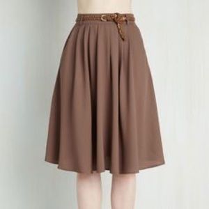 Modcloth Tiger Lilies Midi Skirt in Brown