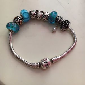 authentic Pandora charm bracelet with charms