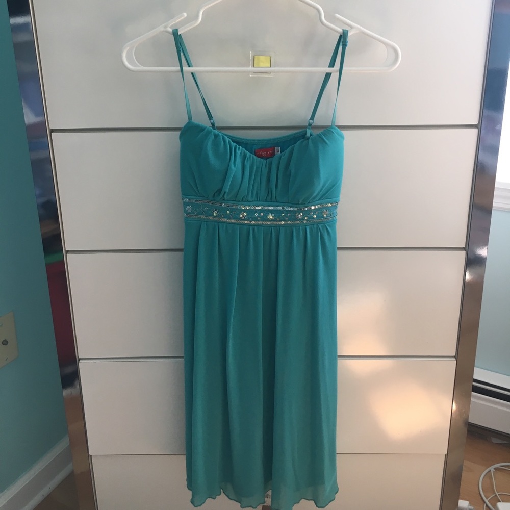 Turquoise ruby rox formal dress.