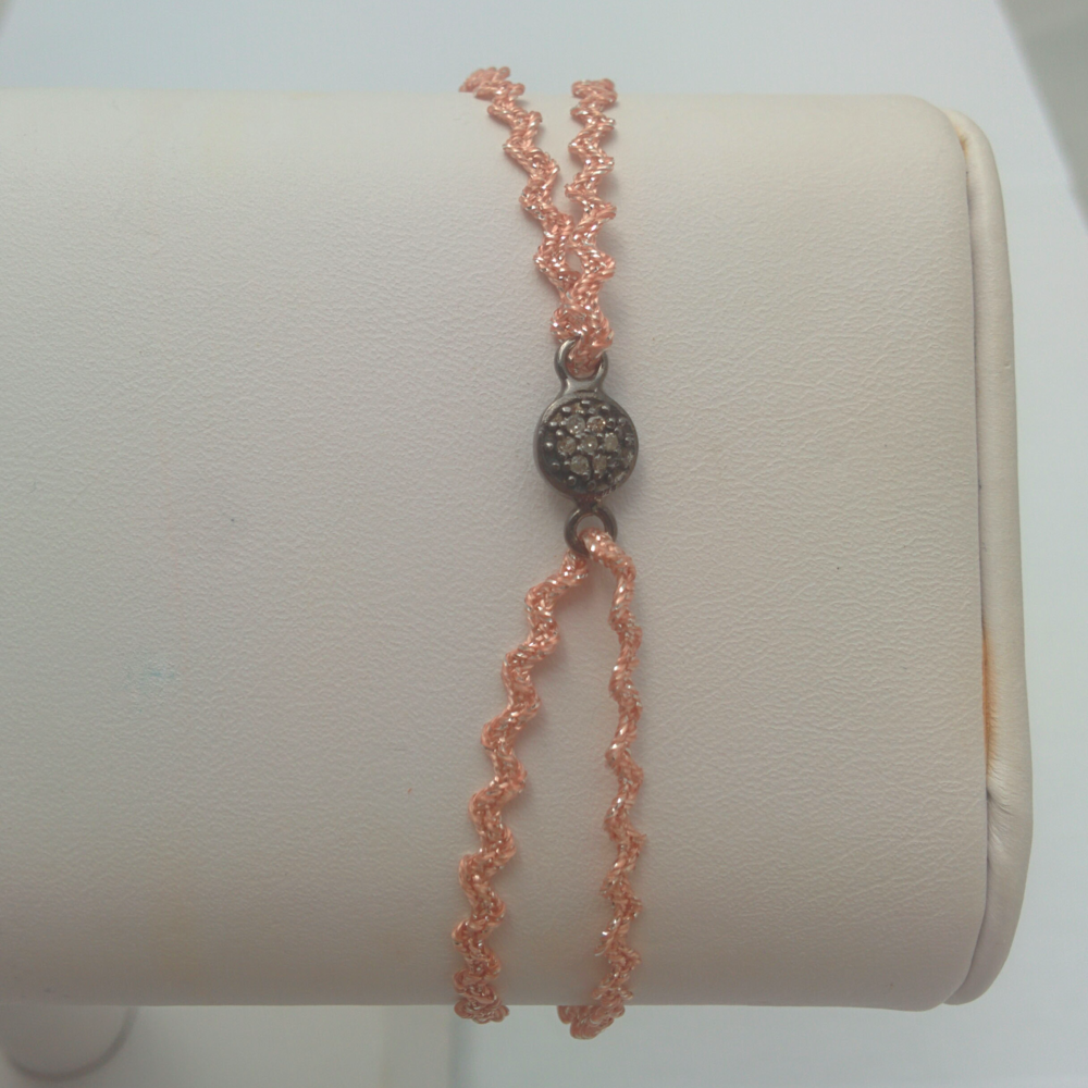 Silver Paved Diamond & Pink Ribbon Bracelet