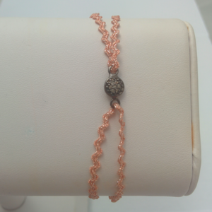 Silver Paved Diamond & Pink Ribbon Bracelet