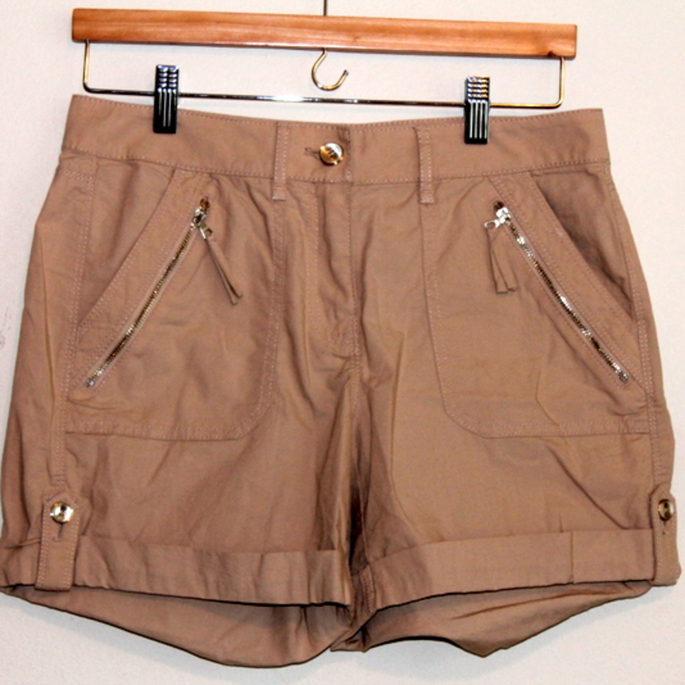 Khaki Cuffed Shorts White House Black Market