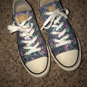 Gray and Blue flowered Converse
