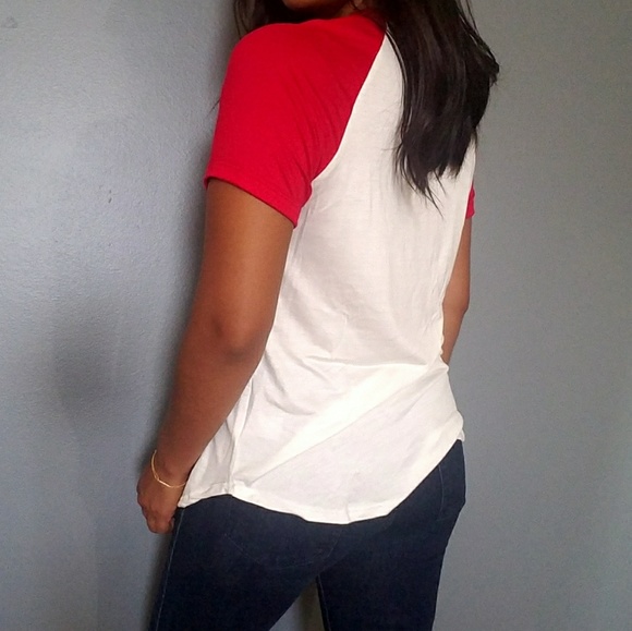 'MOM LIFE' RED WHITE GRAPHIC TEE TOP - Picture 5 of 7