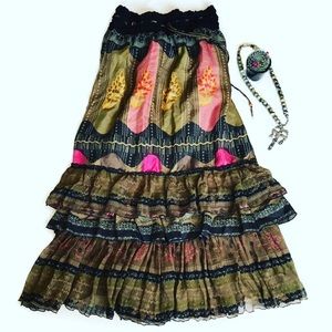 NWOT Free People long skirt, 100% silk