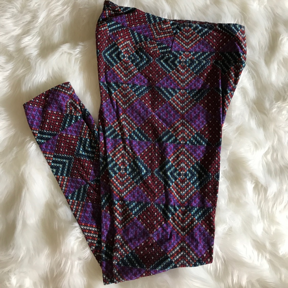LuLaRoe OS Leggings-Fun diamond pattern