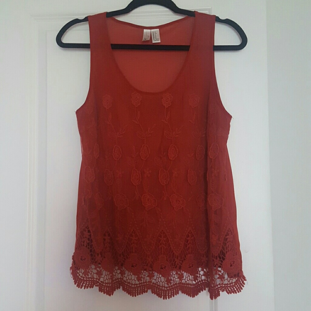 Burnt Orange Lace Tank