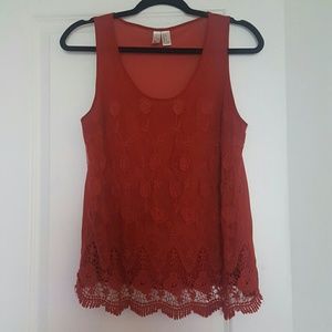 Burnt Orange Lace Tank