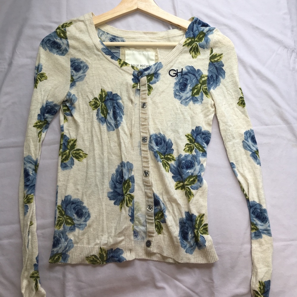 Golly Hicks Blue Floral Button Up Cardigan