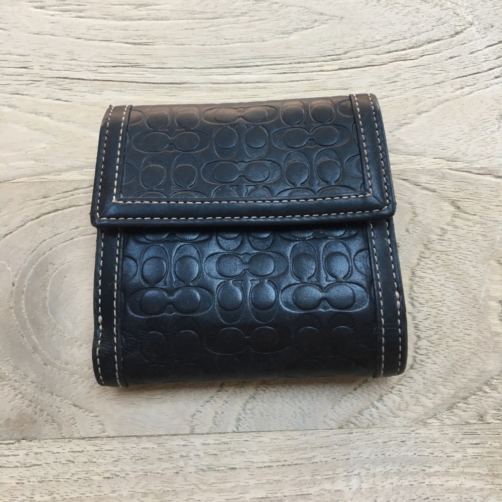 Unisex Coach Black Leather Wallet