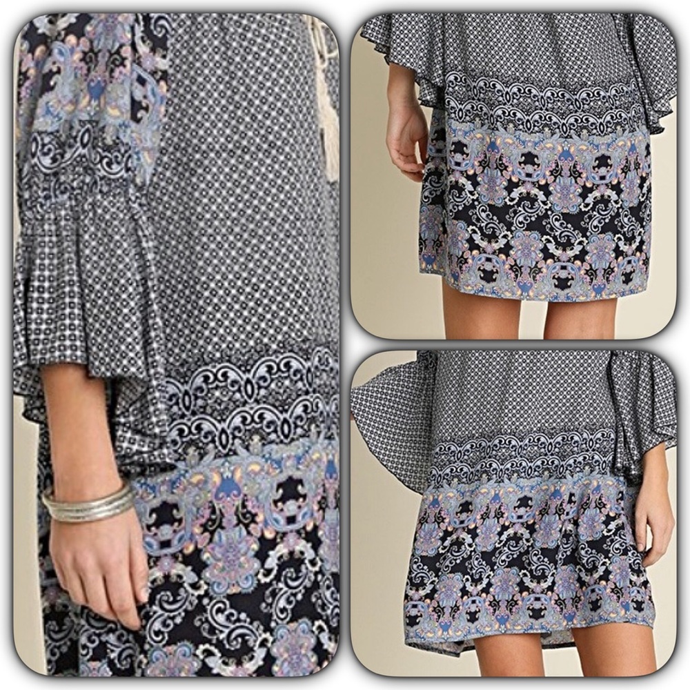 Boho Chic Paisley Bell Sleeve Tunic Dress Sold - Picture 4 of 5