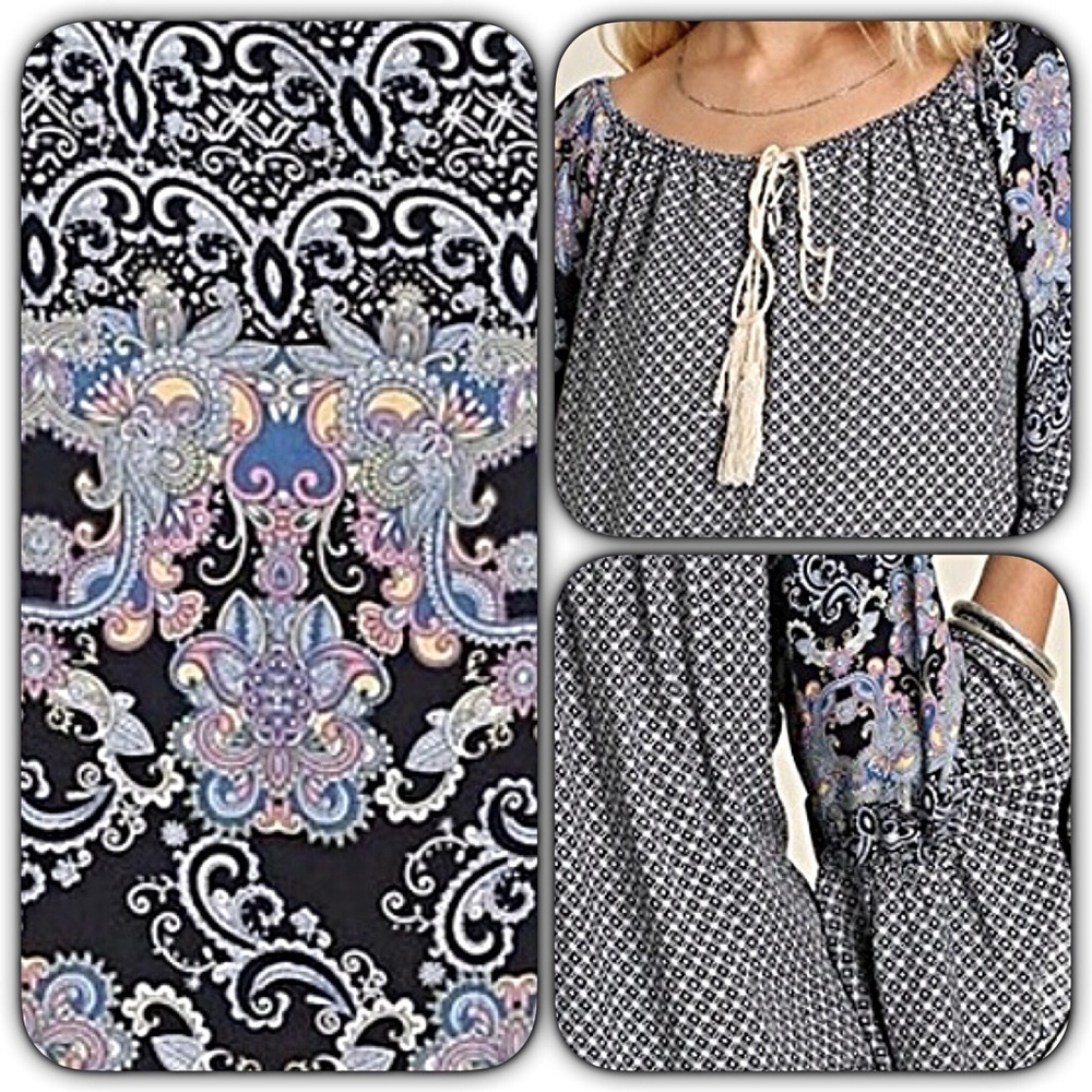 Boho Chic Paisley Bell Sleeve Tunic Dress Sold - Picture 5 of 5