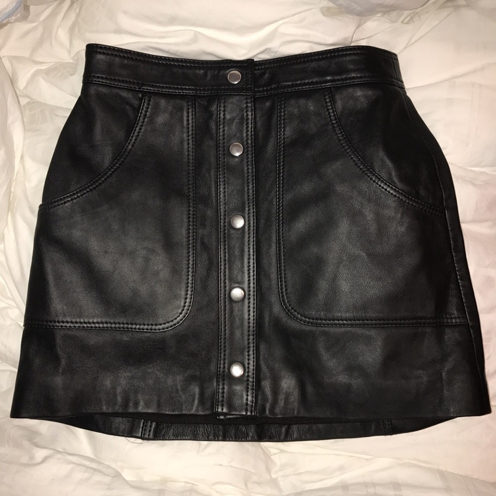 Nasty gal leather mini skirt button up