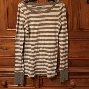 Billabong Grey & White Stripe Long Sleeve Shirt