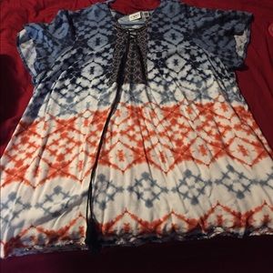 Cato brand orange and blue top