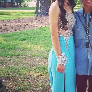 Light blue full-length formal dress