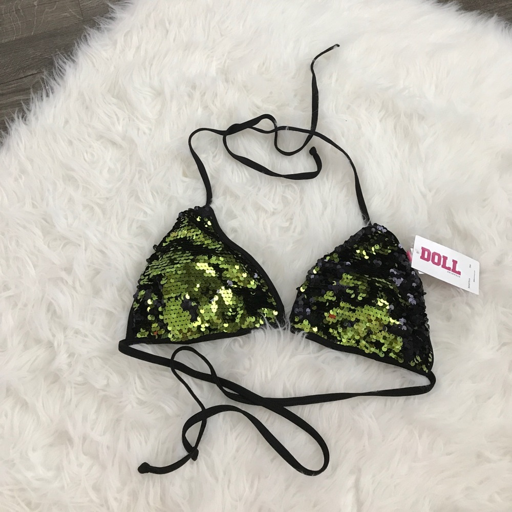 Doll green sequin swim top