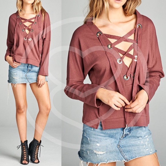 Bellanblue Tops - RYLIE Long Sleeve Top - BRICK Bellanblue Tops - RYLIE Long Sleeve Top - BRICK