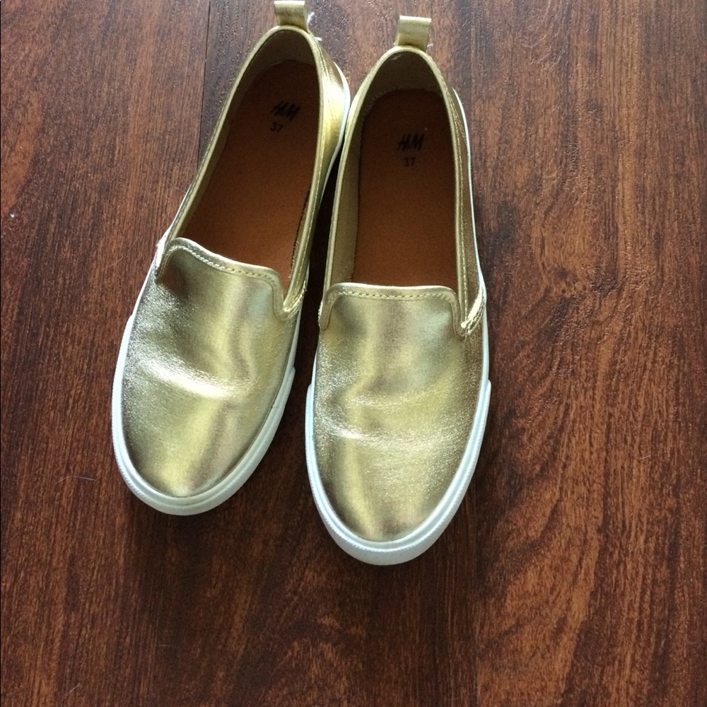 H&M Gold Slip Ons