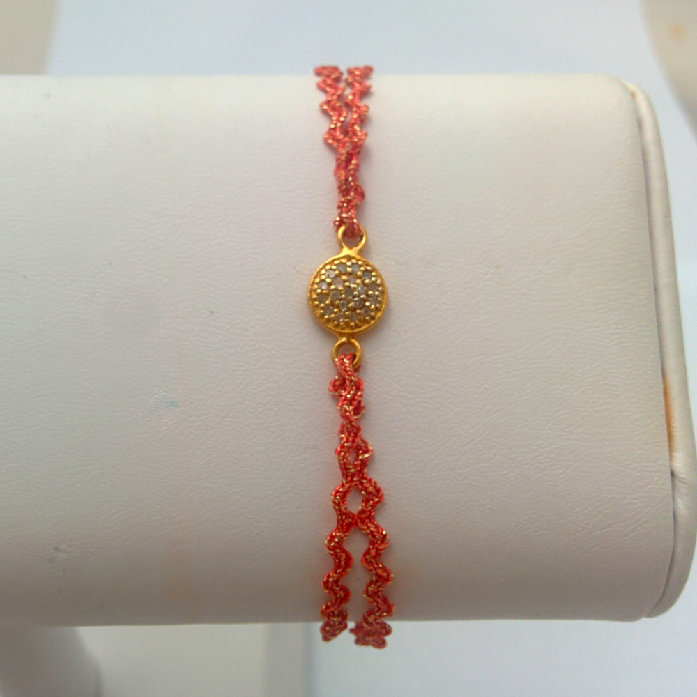 Gold Paved Diamond Center & Ribbon Bracelet