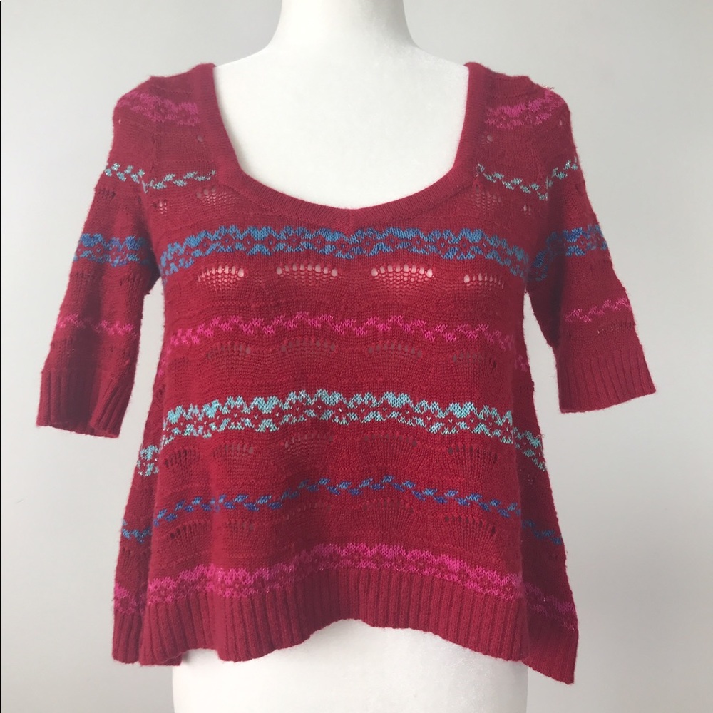 Free People Fair Isle Short Sleeve Sweater