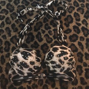 NWOT Diamond rhinestone cheetah swim top push up