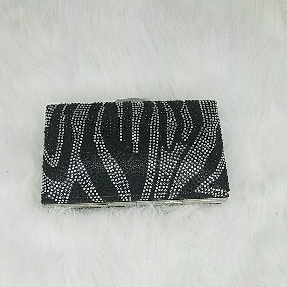 Zebra Print Jewel Embedded Clutch
