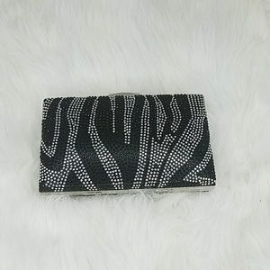 Zebra Print Jewel Embedded Clutch
