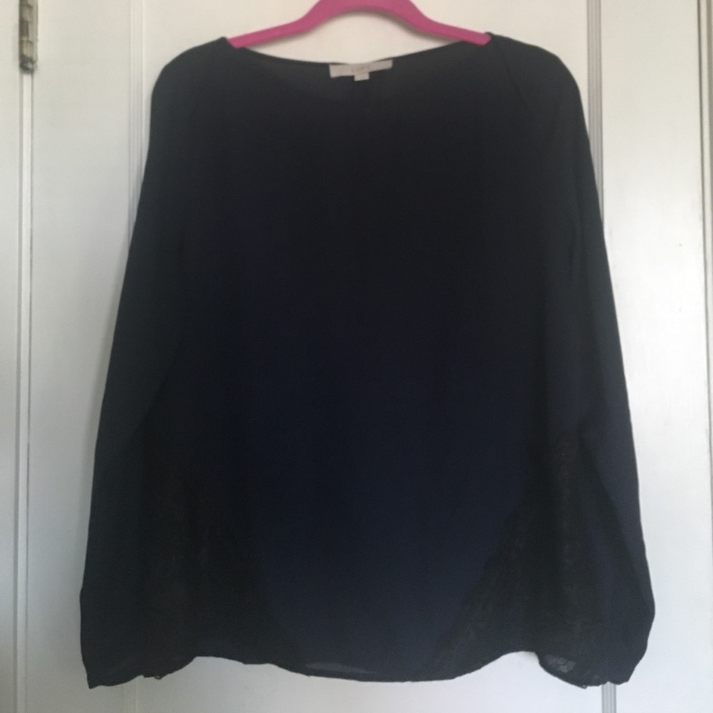 Navy and black lace top