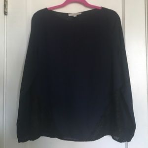 Navy and black lace top