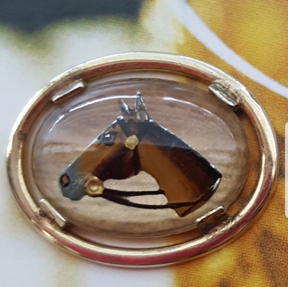 Swank Other - Vintage SWANK Reverse Painting Horse Cufflinks