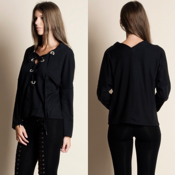 RYLIE Long Sleeve Top - BLACK - Picture 2 of 6