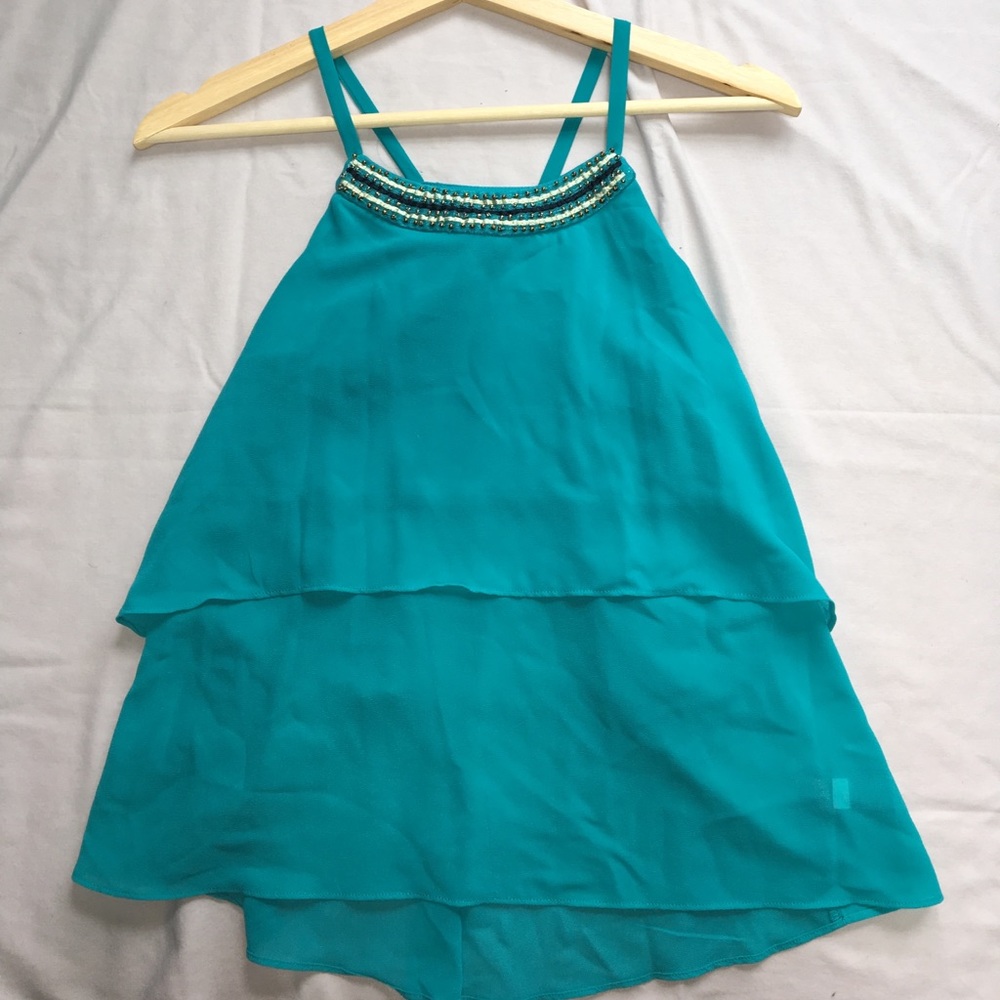 Aqua Colored Sleeveless Dress Top