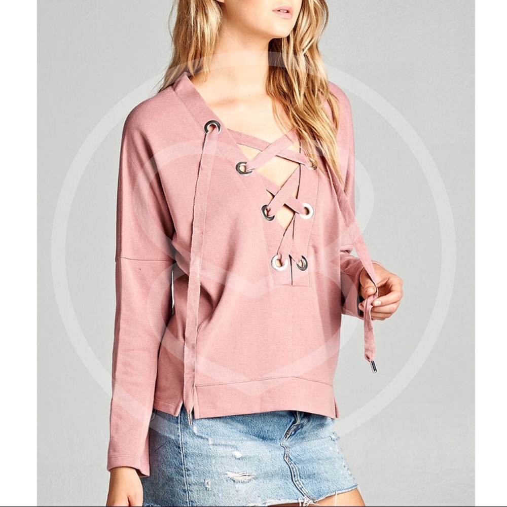 RYLIE Long Sleeve Top - D. PINK - Picture 3 of 5