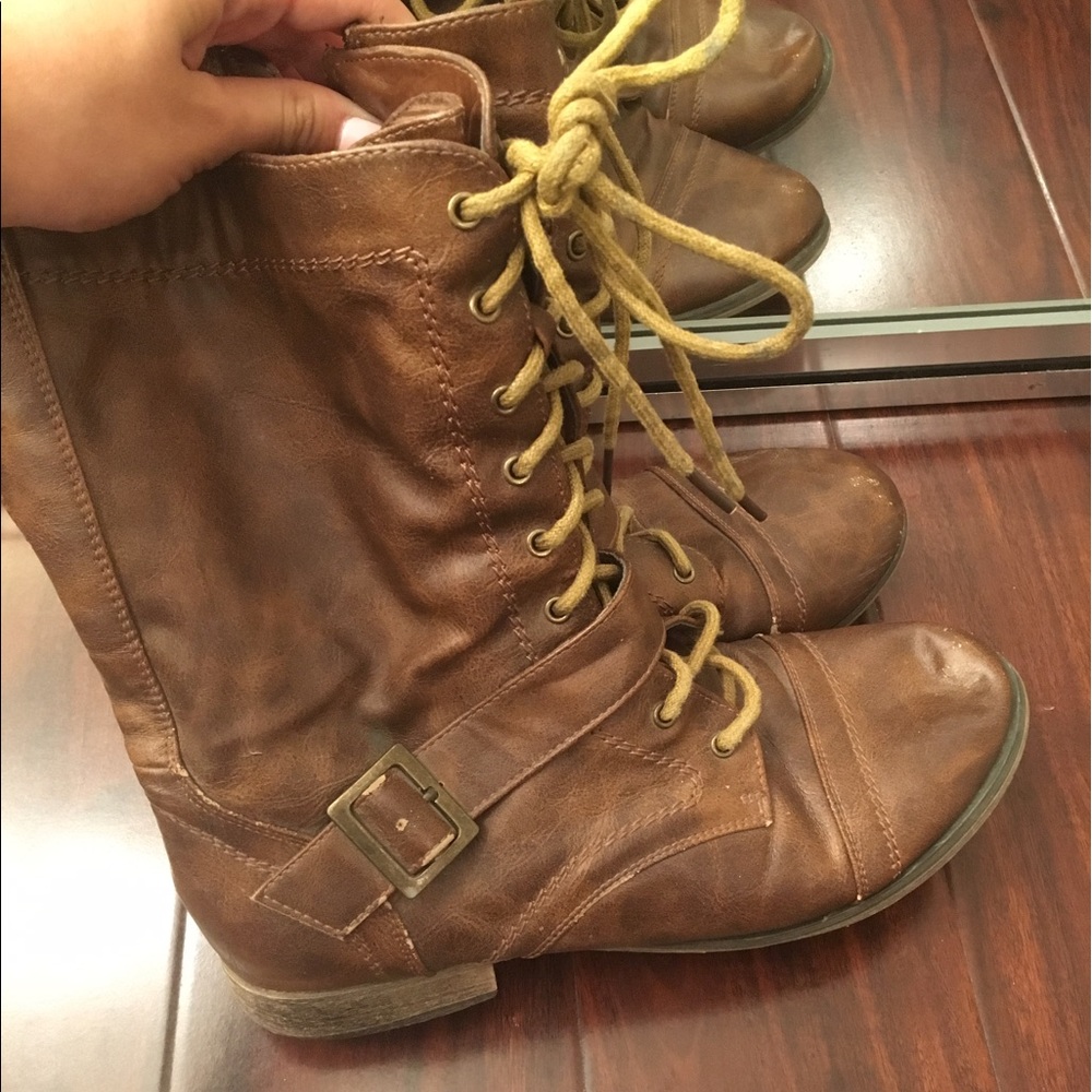 Caramel brown combat boots