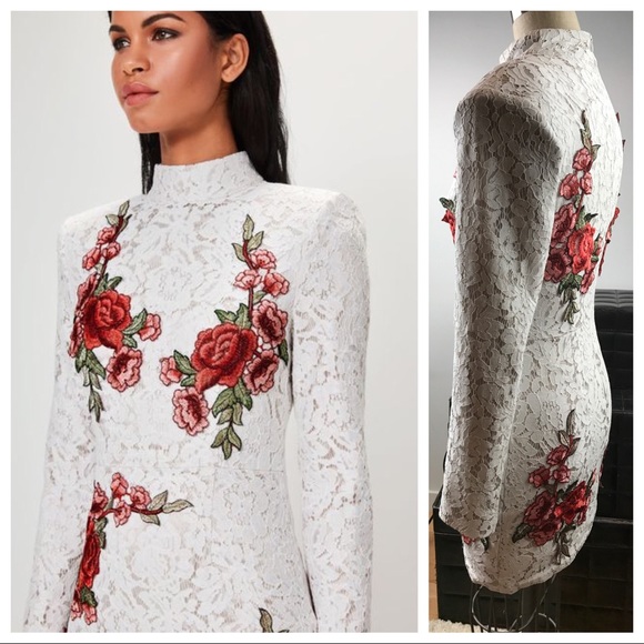 Peace + Love White Lace Rose Appliqué Dress - Picture 2 of 4