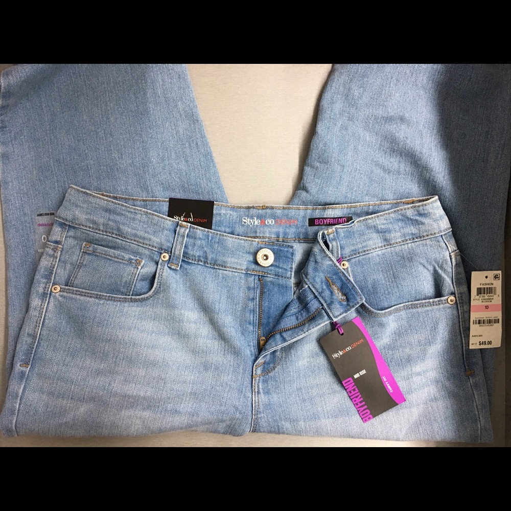 Style & Co Denim Boyfriend Curvy Fit Mid Rise