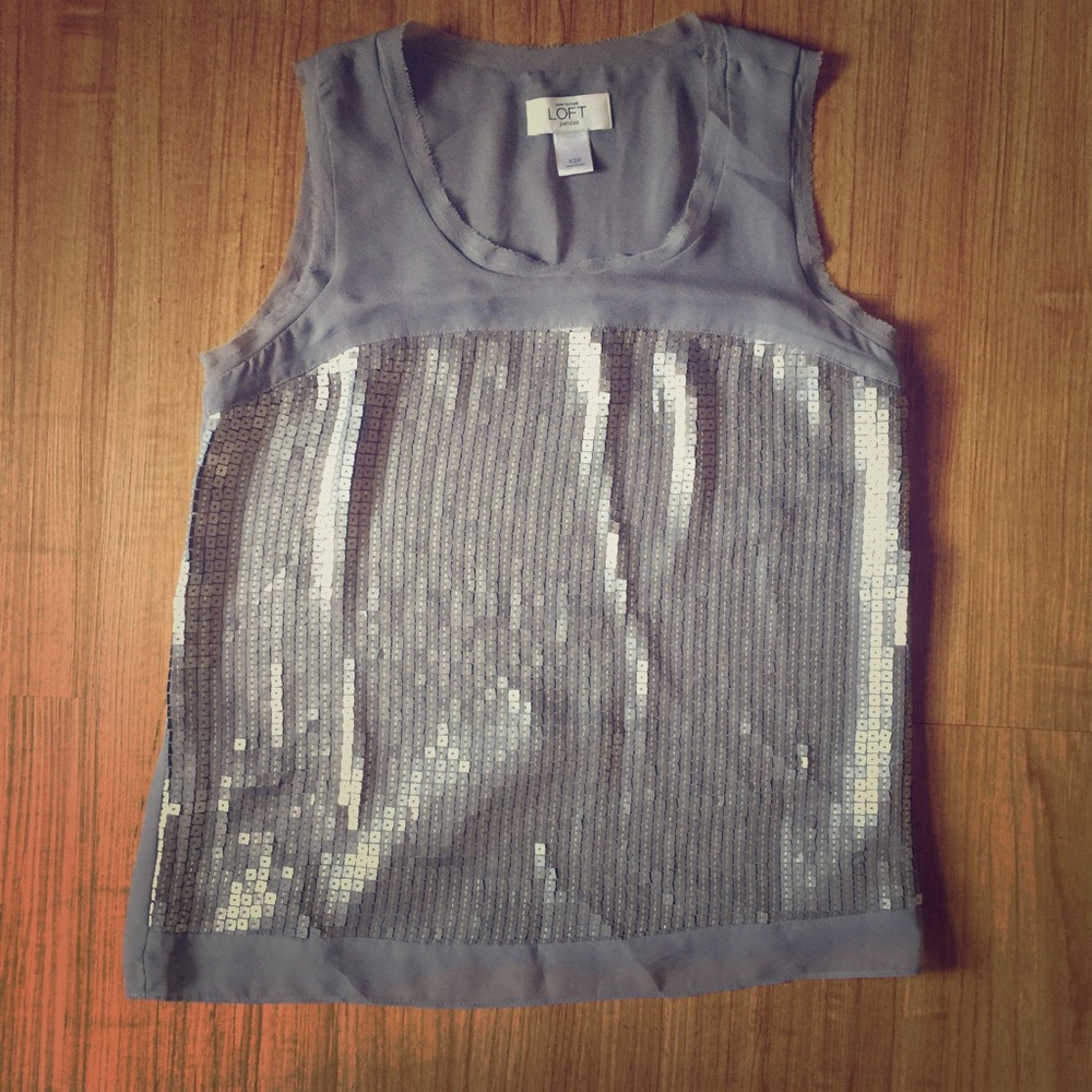 LOFT Grey Sequin Tank- Never Used