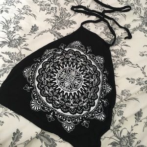 Boho Black Halter Crop - Boohoo