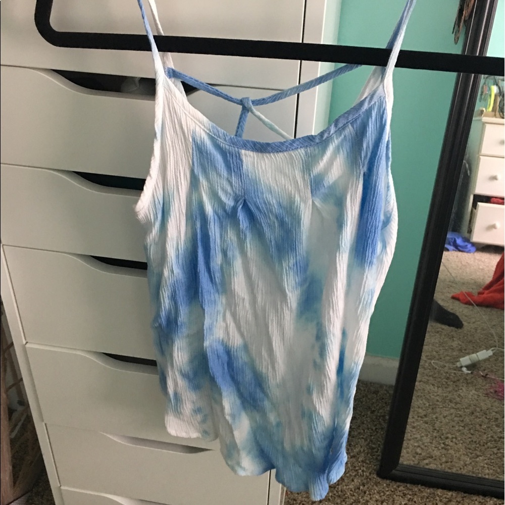 Blue and white crop top