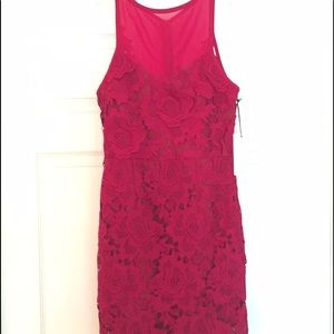 Deep red mini dress.