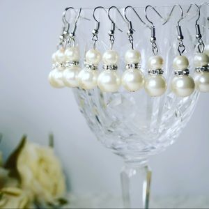 Pearl Rhinestone drop earrings ONE PAIR