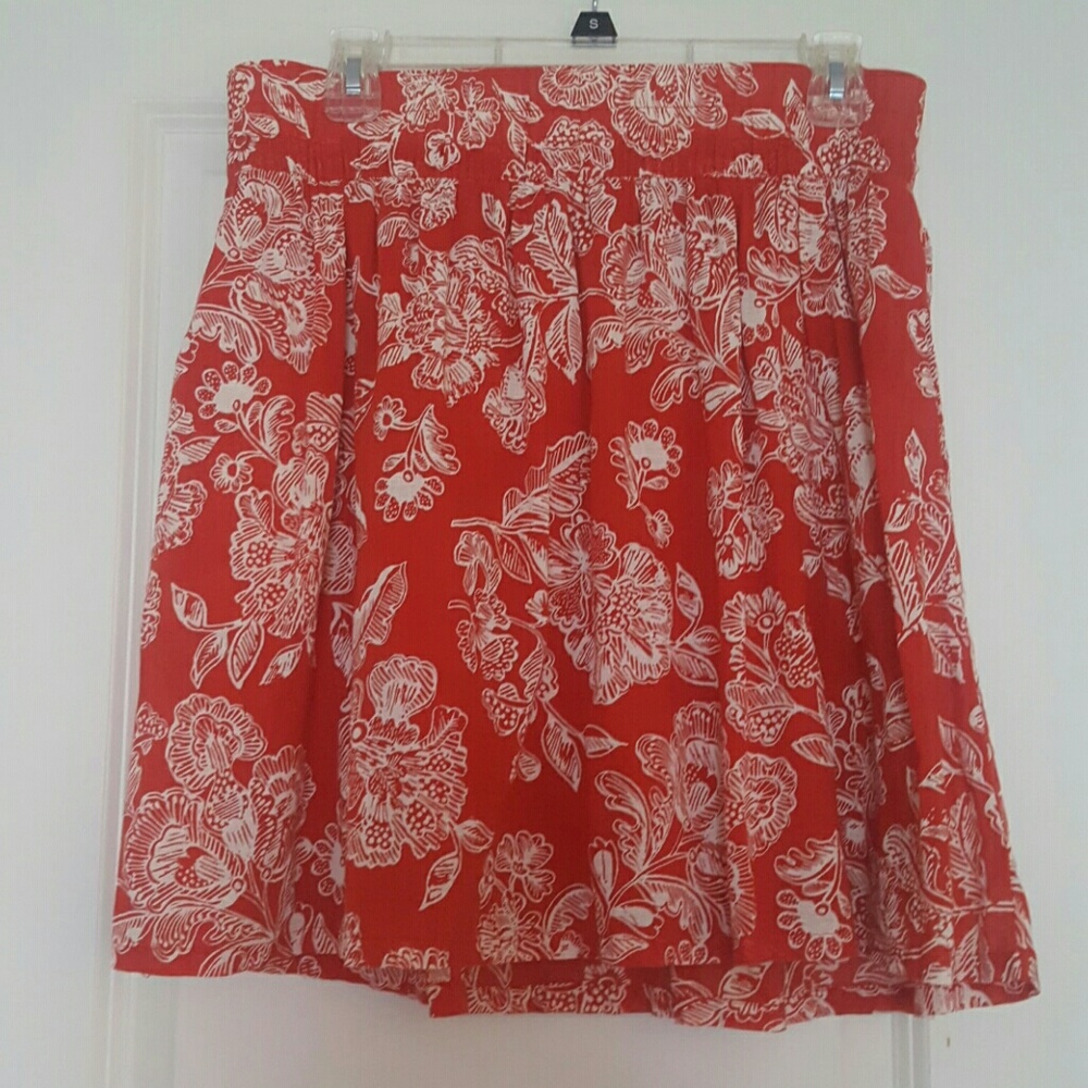 Orange Floral Skirt
