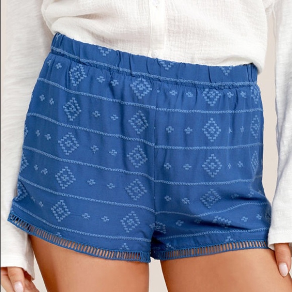New Bb Dakota Watkin Blue Embroidered Shorts