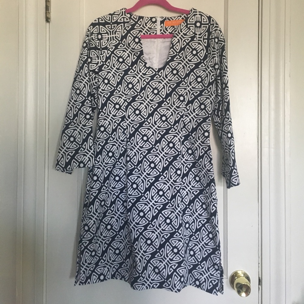 Navy/White Long sleeved dress