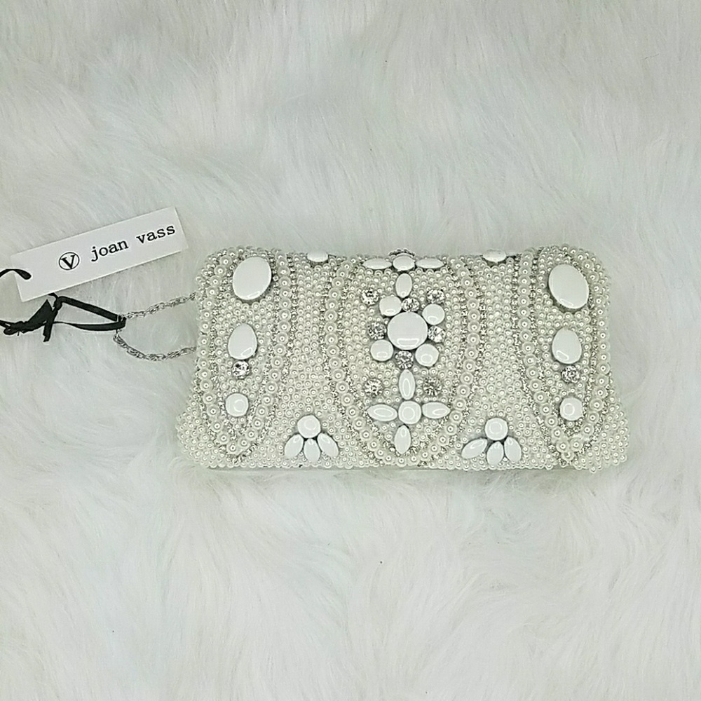 White/Sliver Jewel Embedded Purse