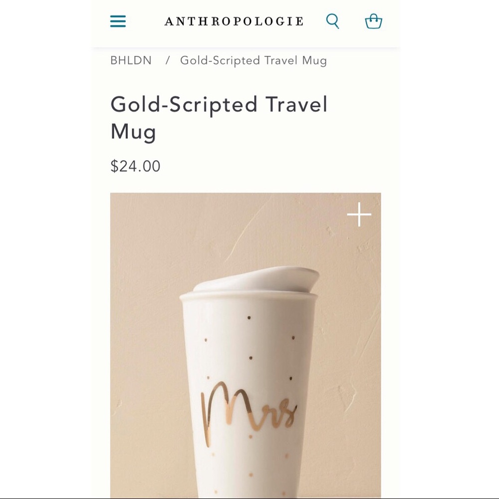Anthro Mrs. Travel Mug